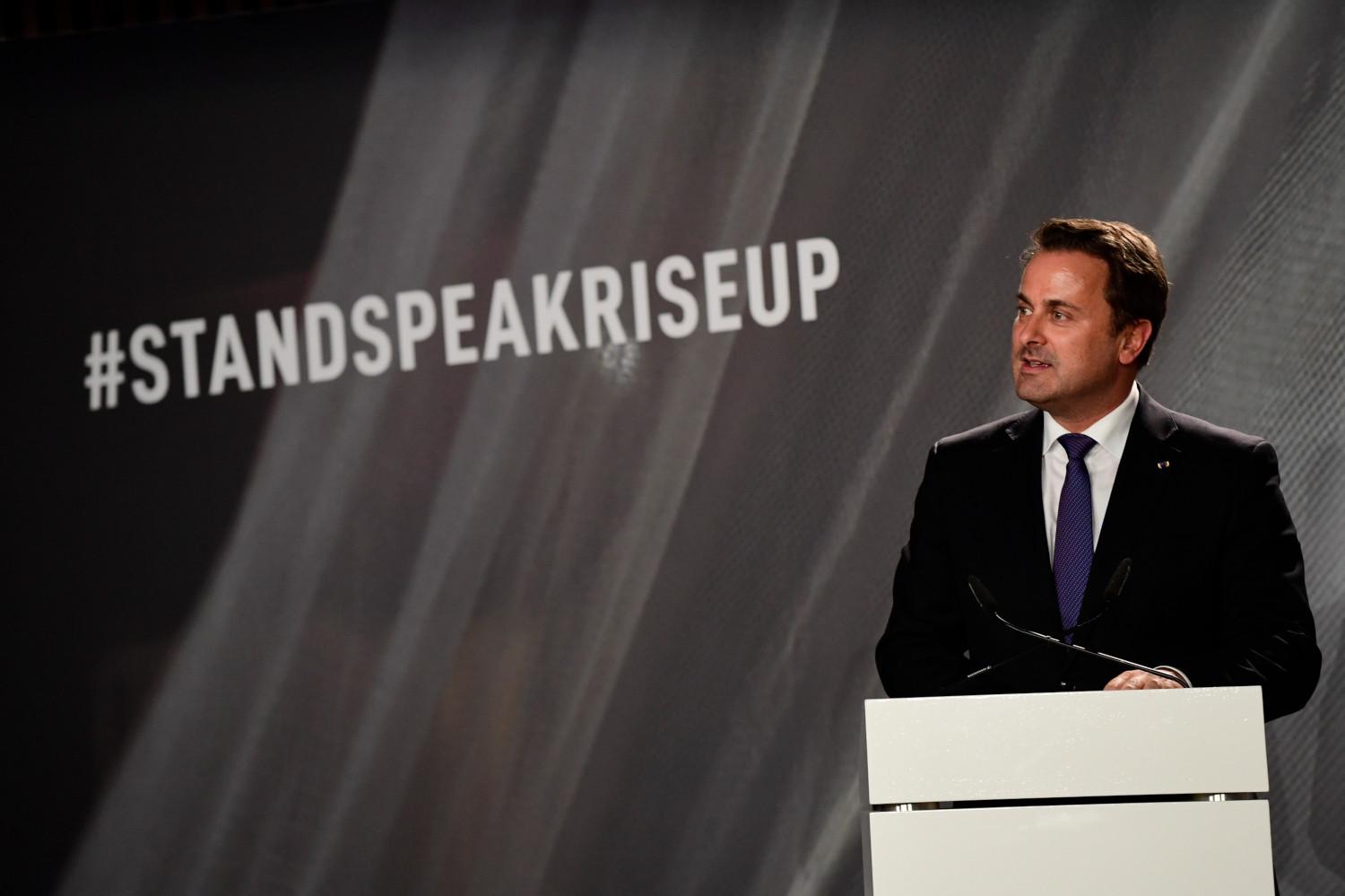 Le Premier Ministre Xavier Bettel lors de la cérémonie d'ouverture du forum "Stand Speak Rise Up!"