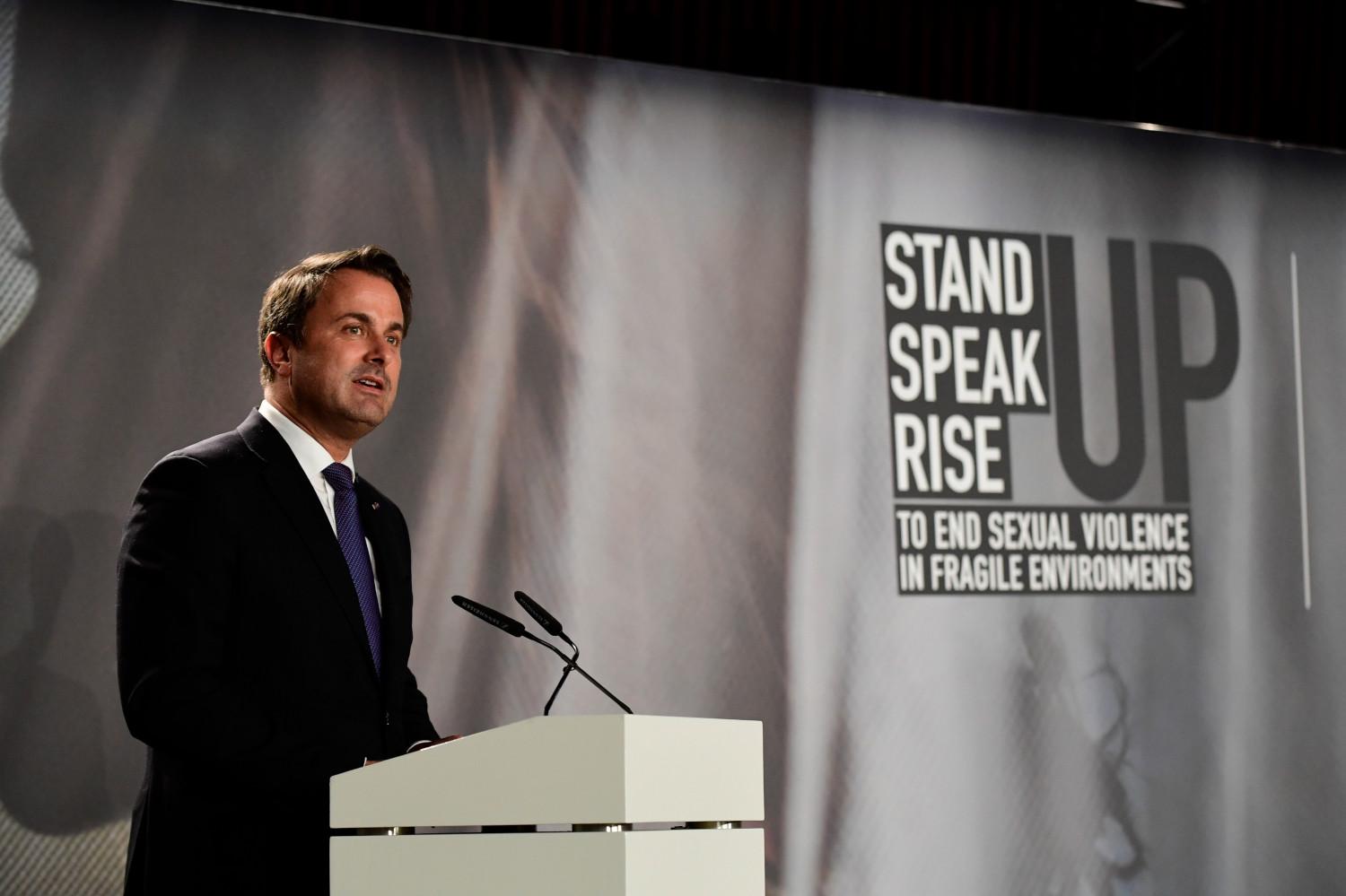 Le Premier Ministre Xavier Bettel lors de la cérémonie d'ouverture du forum "Stand Speak Rise Up!"