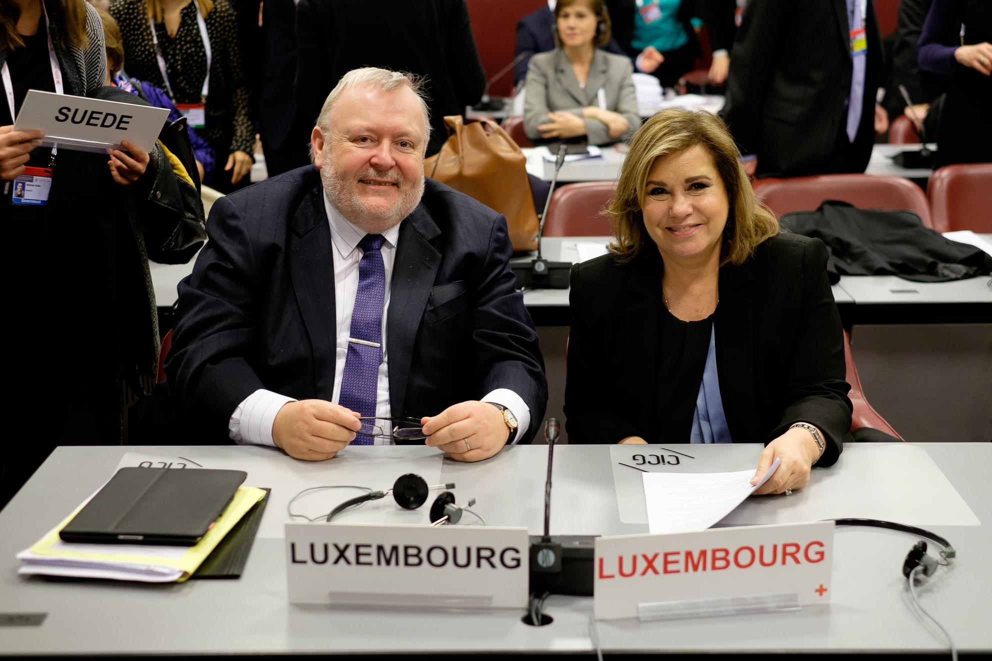 S.A.R. la Grande-Duchesse et Monsieur Jean-Marc Hoscheit, ambassadeur du Grand-Duché auprès de Comité International de la Croix-Rouge.