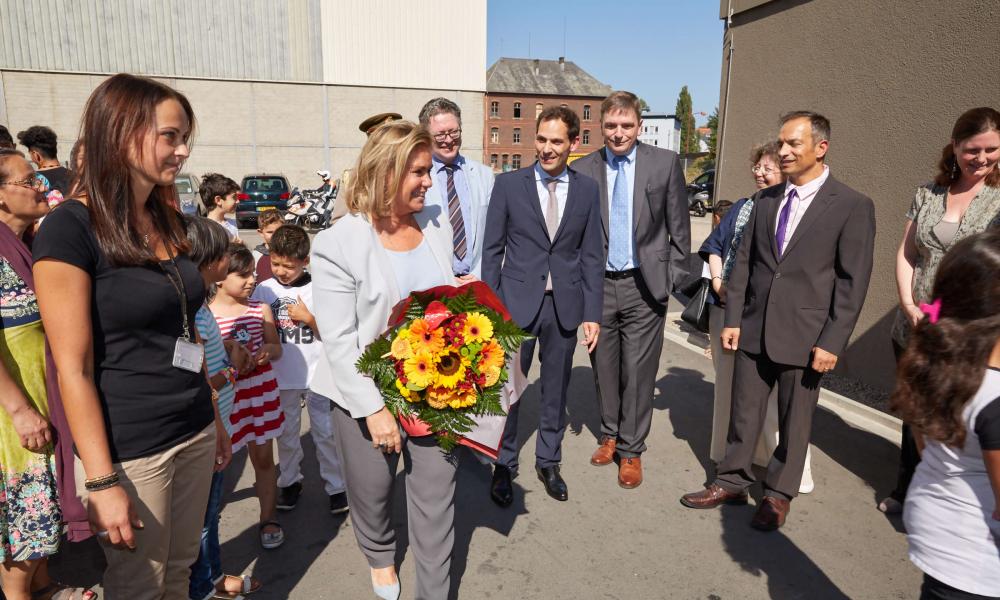 S.A.R. la Grande-Duchesse visite le centre d’accueil pour demandeurs de protection internationale (DPI) à Dudelange