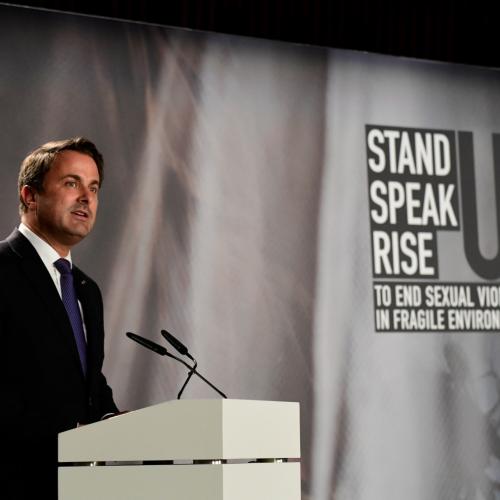 Le Premier Ministre Xavier Bettel lors de la cérémonie d'ouverture du forum "Stand Speak Rise Up!"